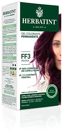 Herbatint Gel Colorante Permanente per Capelli FF3 Prugna - 150 ml, senza Ammoniaca, 100% Copertura Capelli Bianchi, per Pelli Sensibili, con 8 Estratti Naturali Bio