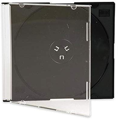 Maxtek Ultra Thin 5.2mm Slim Clear CD Jewel Case with Built in Black Tray, 100 Pack.