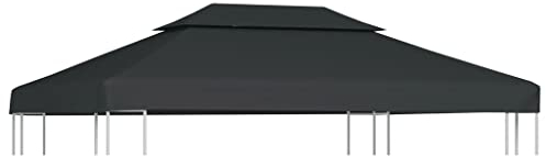 vidaXL Cubierta de pabellón de 2 pisos, para jardín, terraza, balcón, reemplazo de dosel, protección solar, pabellón, techo, 28,3 g/ft², 33,1 x 24,8 cm, Antracita, Gris Oscuro, 157.5' x 118.1'