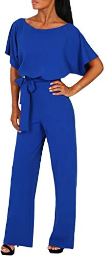 Kanpola Jumpsuit dam, elegant, lång overall, festlig, bröllop, sommar, kortärmad/långärmad lekdräkt, breda ben, sparkbyxor med hänge: