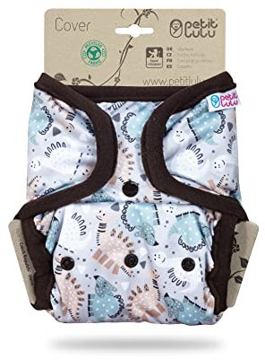 Petit Lulu Größe 2 PUL Überhose (5-16 kg) | Druckknöpfe | One Size Windelüberhose | Baby Windelhose | Waschbar & Wasserdicht | Stoffwindeln | Hergestellt in EU (Dinos Friendship)