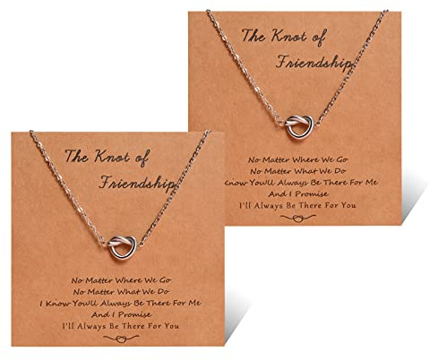 YELUWA 2 Pcs Best Friend Friendship Necklaces Forever Love Knot Infinity Friendship Necklaces Jewelry Distance Matching Birthday Bridesmaid Maid of Honor Women Girl Sisters Wedding Bridesmaid Proposal