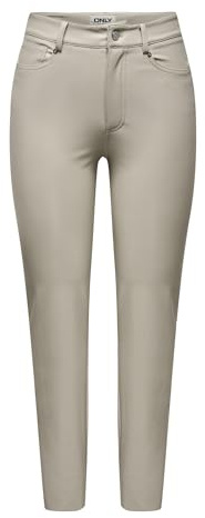 Only Onlemily HW St Ank Faux Leather Pnt Noos Pantaloni in Similpelle, Rivestimento Argento, XS x 30L Donna