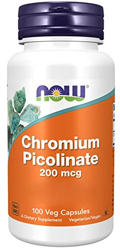 Now Foods, Chromium Picolinate, 100 vegane Kapseln, 200mcg Chrom je Dosis, Glutenfrei, Sojafrei, GMO frei, Geschmacksneutral