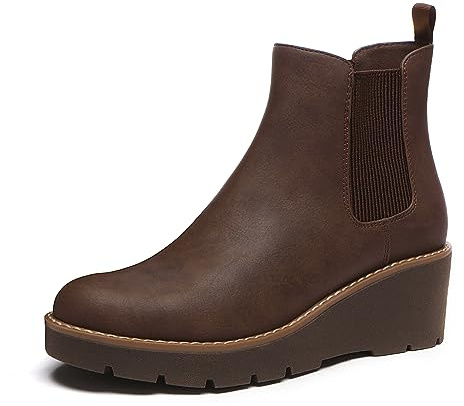 Athlefit Chelsea Wedge Boots, Stivaletto Donna, Marrone, 38 EU