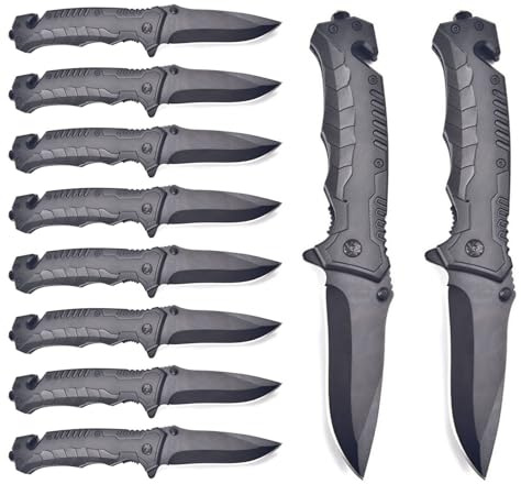 Suning Tactical Folding Knife 10Pack Lock Knife 3.4 Inch EDC Outdoor Camping Tools with Pocket Clip
