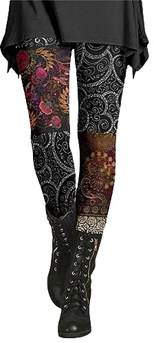 Cocila Jean Large Noir Leggings d'automne et d'hiver pour Femmes Pantalon Extensible Doux imprimé par éclaboussures artistiques Short Marron Jogging Polaire Femme Grande Taille