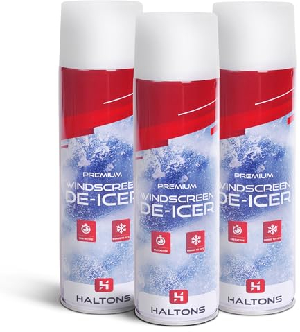 Haltons 3 Pack of De-icer Spray 450ml For Vehicle Windscreen - Quick Fast Acting Ice and Frost Melting For Windows or Mirrors - Operates at -15°c and Prevents Re-Freezing