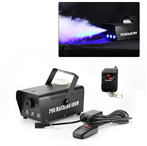 Máquina de humo con luz LED, 500 W, máquina de fumar en escenarios, 3 m, mando a distancia con cable, para escenarios, bares de bodas, habitaciones privadas, 25,5 x 18 x 15,5 cm