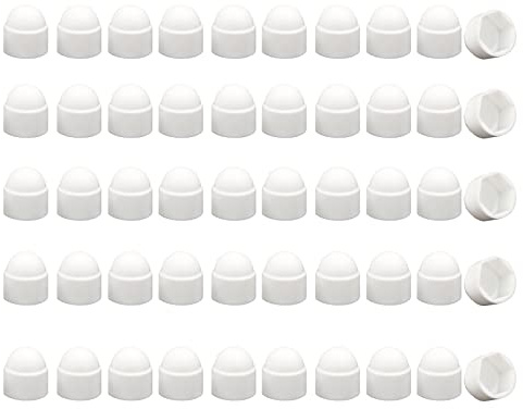100 Pcs Hex Nut Cover, M10 x 17 mm White Bolt Dome Caps Covers,Plastic Dome Bolt Nut Protection Caps Cover for Bolts,Hex Hexagon Screws