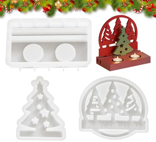 Resin Mould 3-Piece Set - Christmas Candle Holder, Tree Moulds, Silicone Mould, Epoxy Resin Moulds