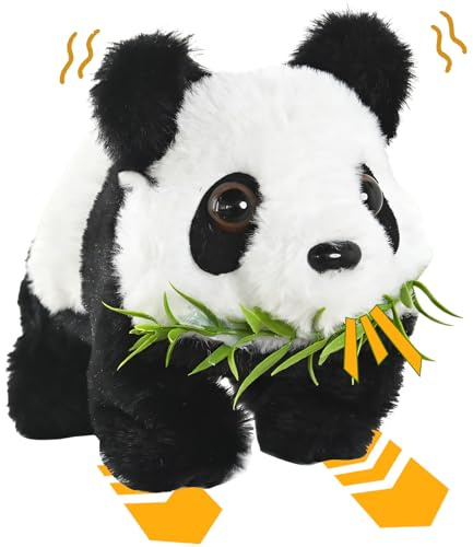 STAY GENT Gående Panda Interaktiva Leksak, Elektronisk Plysch Panda Robot som Pratar/Nickar/Vickar på öronen, Pedagogiska Uppstoppad Djur Panda Gåvor för 3-7 år Barn Jul Födelsedag