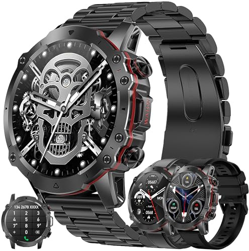 MYSHUN Reloj inteligente AMOLED de 1,43 pulgadas para hombre con función de teléfono, 5 ATM, rastreador de actividad con podómetro, 123 modos deportivos, monitor de sueño, presión arterial, reloj de