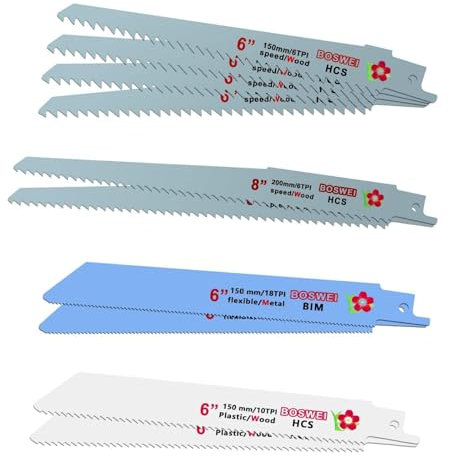 Lot de 10 lames de scie sabre haute performance pour bois, métal et plastique, compatibles avec les lames de scie sabre Bosch pour bois et autres scies sabres courantes, idéales pour les bricoleurs et