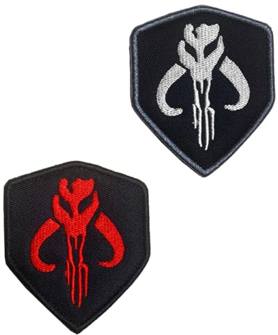 2 parches de emblema táctico bordado de escudo de mitosaurio mandaloriano para uniformes, ropa, brazaletes, motociclistas, mochilas, chaquetas, pantalones vaqueros, bolsas