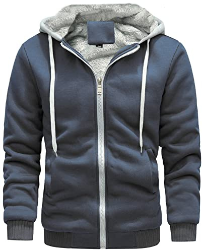 Sweats à Capuche Homme Polaires Doublé, Veste à Capuche Épaisse, Pull Homme Hiver à Capuche avec Fermeture éclair