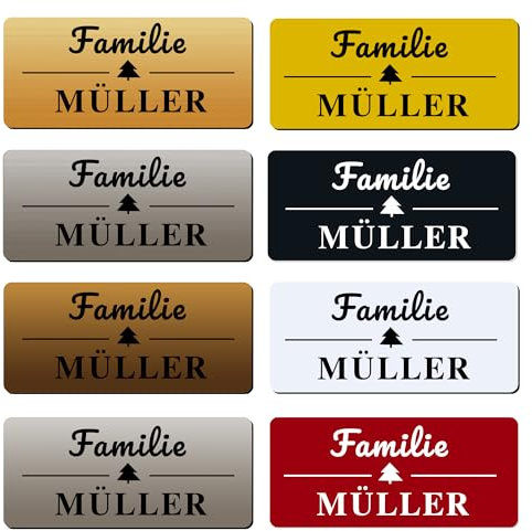 XMHome 2 Stueck XL Türschild Namensschild für Haustür Briefkasten oder Klingel Türschilder auch als Büroschild nutzbar personalisierbar mit Namen & Symbol wetterfeste Lasergravur Mehrere Farben (2)