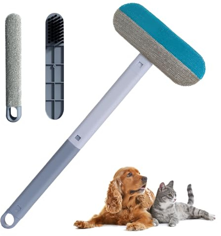 Quita Pelos Mascotas 3 en 1 Set de Cepillos para Pelusas, Cepillo Multifunción de Mango Largo para Pelo de Perro y Gato Reutilizable, Ideal para Sofá, Cama, Alfombra, Rascador