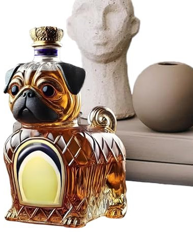Fyrdyn Botellas De Whisky - Botella Vacía De Whisky En Forma De Bulldog - 300ml Adorno De Garrafa Coleccionable Para Sala Cocina Boda Restaurante Regalo Hogar