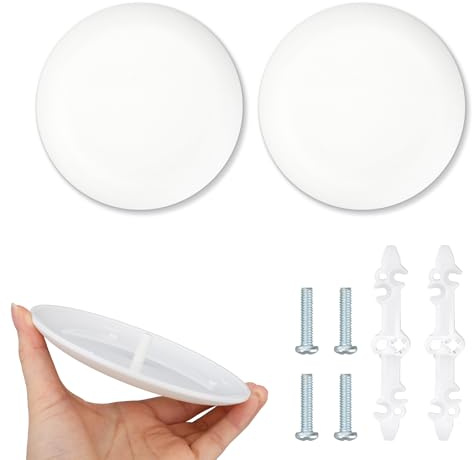 2pcs CP3540 Ceiling Cover Plate, Plastic Round Electrical Box Cover for 3-1/2 to 4 Holes Wall Smog Detector Light Fan Fixture Hole Concealer (White)