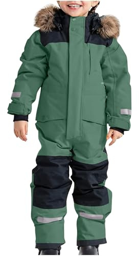Generisch 2025 Traje de nieve para niños y niños, traje de esquí térmico, mono de invierno, cálido, a prueba de viento, traje de invierno con barro extraíble, traje de softshell para exteriores