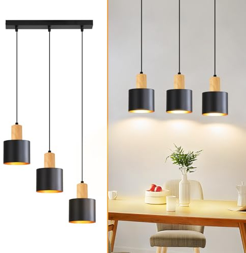 Lichtmaler Hänglampa Matbord Pendellampa E27 Svart | Matsalsslampa Kökslampa Vintage max 25W höjjusterbar Sovrumslampa, utan glödlampa