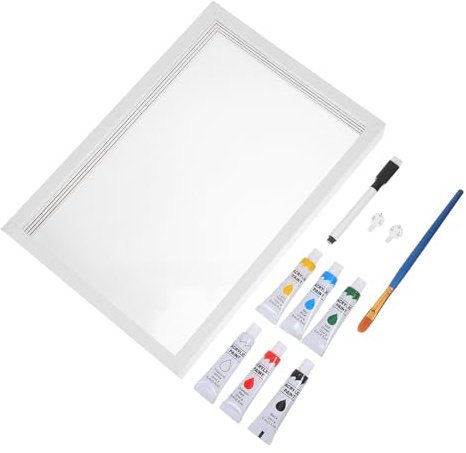 Ciieeo Family Handprint Frame Kit with Wooden Shadow Box, White 4-5 Slot Photo Frame for Couples and Newborn Keepsake, DIY Hand and Footprint Craft Set for Family Memories