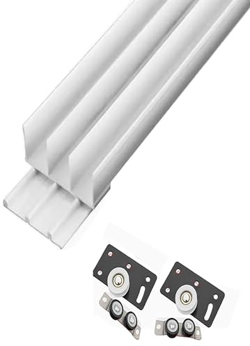 Kit binario per porta scorrevole, sistema a tre ante per divisorio, guida scorrevole per armadio, installazione durevole e facile