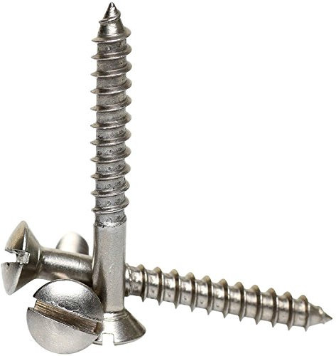 Merriway Slotted Raised Countersunk Wood cross head Screws, 3/4 inch x 6, Nickel Plated, Pack of 40 Piece