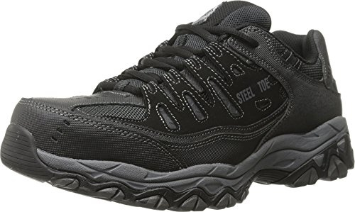 Skechers Men's Cankton Steel Toe Construction Shoe - Electrical Hazard Rated, Memory Foam, Black/Charcoal, 9.5 Wide