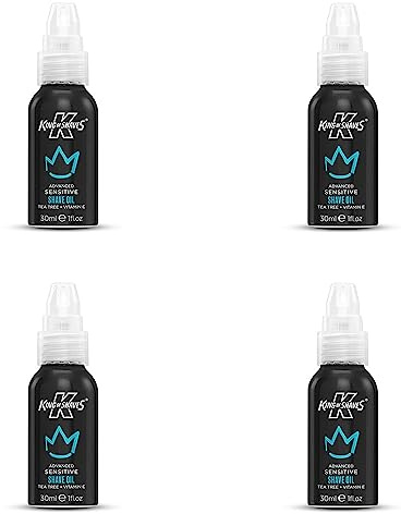 King of Shaves Advanced Sensitive Shaving Oil For Men With Handy Pump, For A Close and Comfortable Shave, Shave Oil For Men 4x30ml