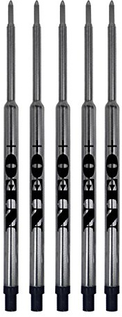 Venditore UK Set di ricariche per penne a sfera Waterman, a tratto medio e rullo morbido SET OF 5 BLACK INK