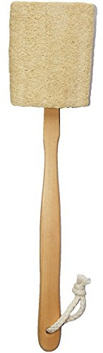 Natural Exfoliating Loofah luffa loofa Bath Brush On a Stick - with Long Wooden Handle Back Brush for Men & Women - Shower Sponge Body Back Scrubber Pack of 1