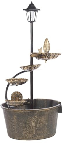 GardenKraft 12260 Cascading Water Fountain And Pump/Mains Operated With Solar Lamp Post Light Feature/Unique Decorations/Garden Water Feature / 90cm x 41cm