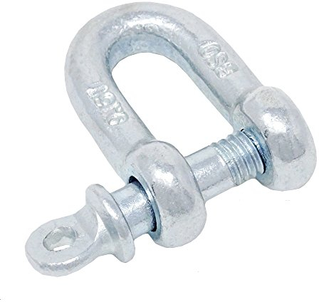 5x Schäkel 10mm DIN 82101 Form A mit Schraubbolzen Stahl verzinkt Drahtseil Zubehör Kuhmaul