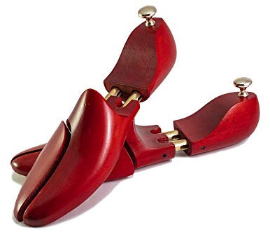 Schuhspanner Buchenholz FARBIG für Herren und Damen - 1 Paar Schuhdehner aus Buchen-Holz fuer Herrenschuh in Premium Qualität mit Knauf auch als Herren Geschenke Set, Größen EU 40-46 (40, Rot)