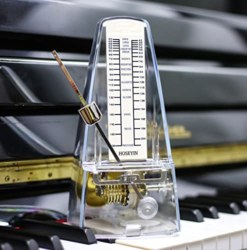 HOSEYIN Mechanical Metronome, Universal Metronome for Piano, Guitar, Violin, and Other Instruments (Transparent)