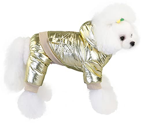 Hundemantel Winddichte Jacke Kaltwettermantel 4 Beine Warmer Hundeoverall Winter Dicke Kleidung Platz Baumwolle Hundemantel für Kleine Hundekatze