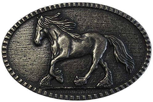 BELTINGER Gürtelschnalle Pferd 4,0 cm | Buckle Wechselschließe Gürtelschließe Reitaccessoires 40mm Massiv | für Reit-Outfit | Altsilber