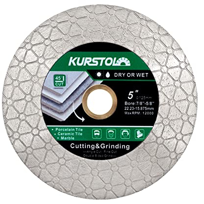 KURSTOL Diamant-Trennscheibe 125mm x 22,23 - Diamant Fliesentrennscheibe zum Schneiden und Schleifen von Keramikfliesen, Porzellan, Granit, Marmor