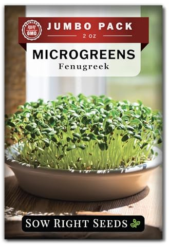 Sow Right Seeds - Bulk Fenugreek Microgreen Seeds for Growing - 2 Ounce, 4200 Seeds - Non-GMO Heirloom Jumbo Pack with Instructions to Grow Healthy Microgreens - Grow Loads of Fenugreek Microgreens