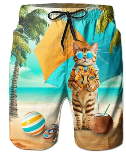 TUONROAD Shorts de Baño para Hombre Shorts de Playa Traje de Bañode Secado Rápido para Vacaciones Diseño a Rayas