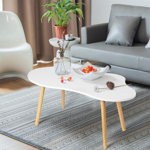 Saterkali Kleiner Couchtisch, Moderner Teetisch Wohnzimmertisch Wolkenform Minimalistischer Couchtisch, Sofatisch Kaffeetisch für Wohnzimmer Weiß