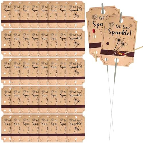 Pack of 100 Labels for Sparklers, Kraft Paper Wedding Labels for Sparklers, Metallic Sparkler Sleeves with Match Striker Strips for Parties, Graduation, Birthday and Engagement