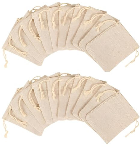 SGERUFZ 20 pièces Petit Sachets avec Cordon, Sacs en Lin, Toile de Jute Pochettes, Sacs Cadeau pour Pochette Cadeau Bijoux, Pochon Tissu Mariage