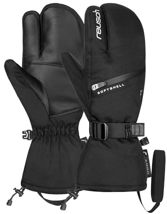 Reusch Demi R-TEX® XT Lobster Gants Chauds, imperméables, Coupe-Vent et Respirants, à 3 Doigts, Gants d'hiver, Gants de Neige, Gants de Ski pour Femme, Taille 7, Noir/argenté