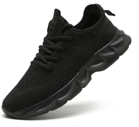 ZDFQLGV Womens Running Walking Trainers Slip on Sneakers Breathable Workout Non Slip Tennis Shoes Black 5