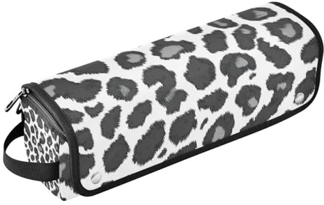 Sac de voyage pour outils de cheveux avec coussinet résistant à la chaleur pour fer à friser - Sac de voyage pour fers plats, lisseurs, fers à friser, sac de voyage pour femme - Imprimé léopard blanc