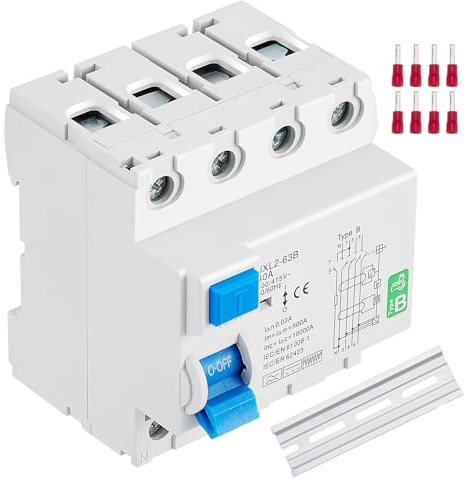 Fi Schutzschalter 40a 30ma 4 Polig mit 35mm Schiene,Fehlerstromschutzschalter Typ B,RCD, Allstromintensiv Schalter Automat Sicherung Sicherung,FI Schalter für Wallboxen Ladestationen