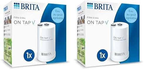 BRITA pack de 1x filtre à eau ON TAP V (: 4 mois de filtration) - pour une eau filtrée au goût agréable instantanément, directement depuis votre robinet de cuisine. (Lot de 2)